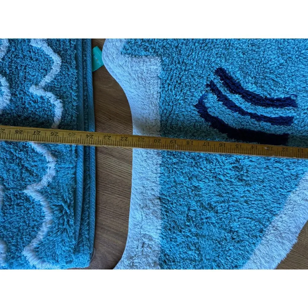 Shark Ocean Pillowfort shower curtain and 3 rugs